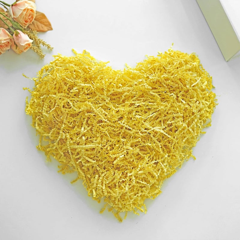 Bobobag - 1LB Crinkle Cut Paper Shred Filler Recyclable Gift Wrap Confetti Raffia Grass Shred Paper for Easter Baskets Filler Creative Eggs Decor(Yellow) - Image 2